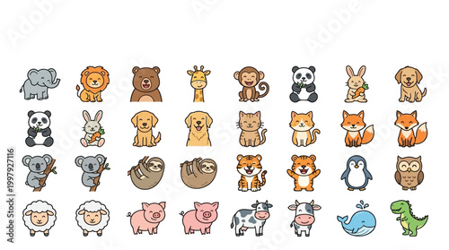 Colorful cartoon animals for kids.