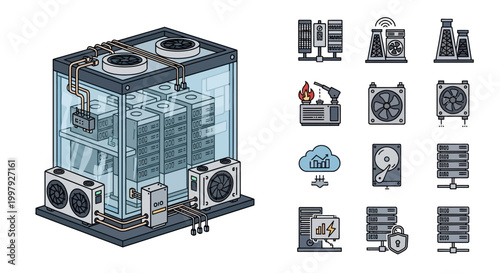 Industrial HVAC system components diagram.