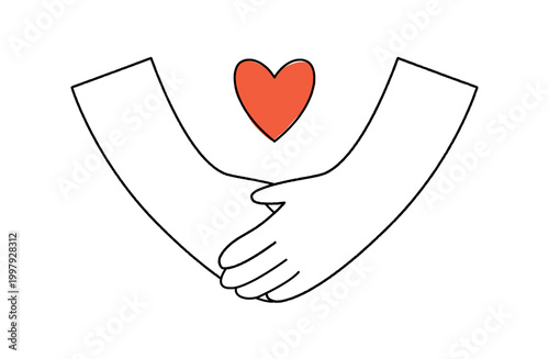 小さなハートを両手で優しく守るイラスト