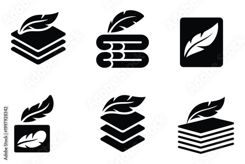 Fabric with feather filler icon set, soft cushioning and lightweight insulation material icons, comfortable textile structure and gentle skin-friendly fabric