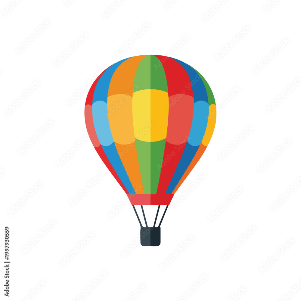 Fototapeta premium Colorful Hot Air Balloon Illustration Isolated on White.