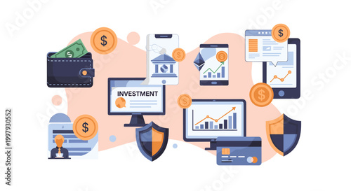 A modern illustration depicting a focused individual working at a desk, conveying a sense of productivity and dedication suitable for business and tec