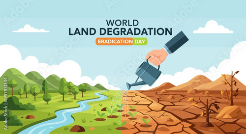 World Land Degradation Education Day awareness concept.