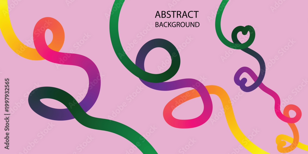 Obraz premium Colorful abstract swirls with pink gradient background modern art design