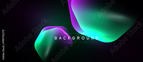 Abstract fluid shapes, vibrant colors blend. Dark background emphasizes glowing gradients, modern design element. Text reads background.