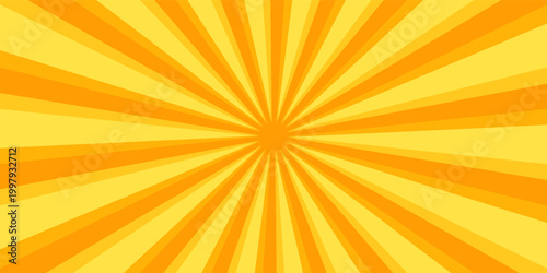 Yellow banner with Sun rays, lines background, light