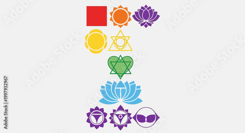 Seven Chakra Symbols Collection - Spiritual Energy Centers