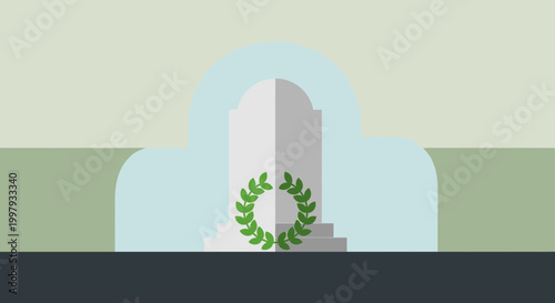 Foto Tombstone Monument with Laurel Wreath - Memorial Graphic