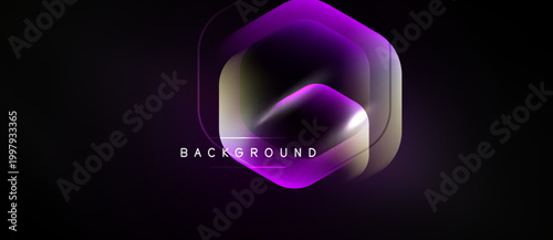 Abstract hexagon design. Gradient purple, gold hues dominate dark background. Modern, sleek visual presentation. Text reads background.