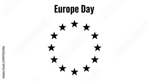 A vector graphic illustration for Europe Day featuring the symbolic circle of twelve stars design.