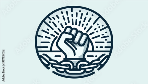 Clenched Fist Breaking Chains of Oppression