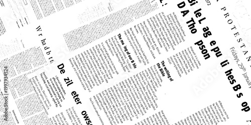 Distressed document overlay newspaper grunge paper design. overlay grainy scratch rough wall concrete article aged new latter vintage background.