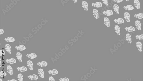 Oyster Background. Handdrawn Shell Seafood Illustration. Marine Coastal Background for Packaging Textile Design