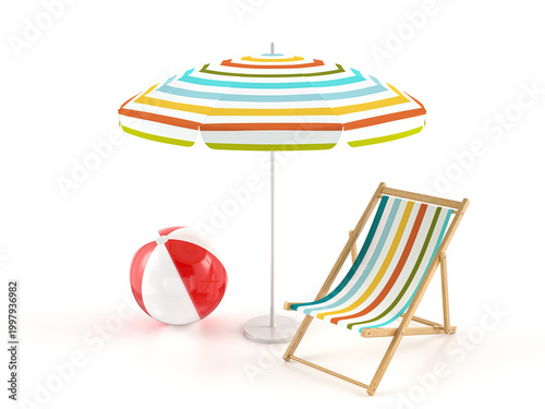 Beach chair umbrella and ball