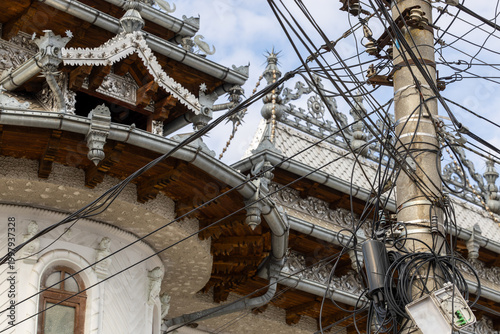 Turda, Romania A confusing array of wires on a streeet.