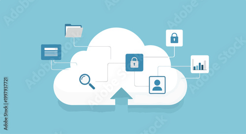 Fotografie Cloud storage with various icons