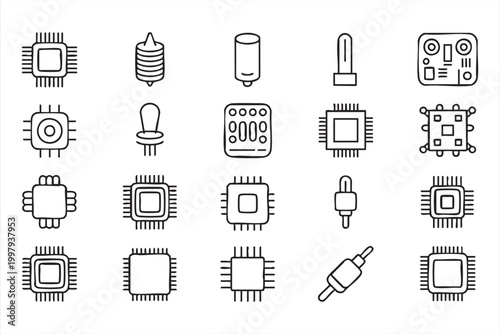 Text editing and document icons showing typography tools alignment and publishing features