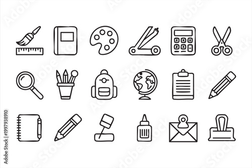 Housekeeping tools icons showing cleaning equipment detergent gloves and hygiene items