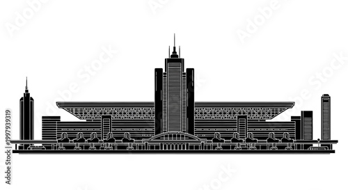 Modern Railway Station Silhouette ? Minimalist Architectural Design