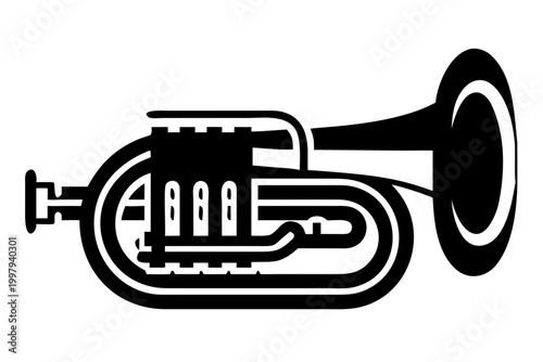 tuba instrument silhouette illustration for music orchestra brass band and classical performance design