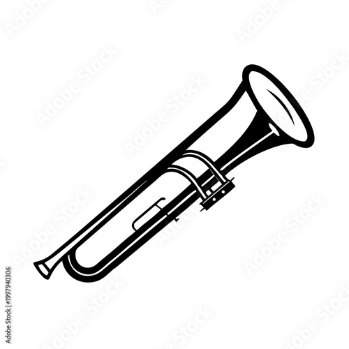 contrabass trombone instrument icon silhouette illustration for music orchestra brass and symphony design