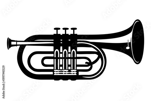 euphonium instrument silhouette illustration for music orchestra brass band and classical design