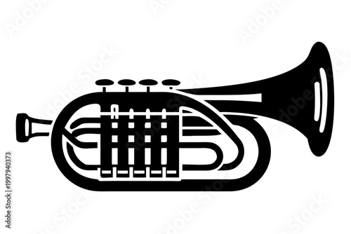 euphonium instrument silhouette illustration for music brass band orchestra and classical design