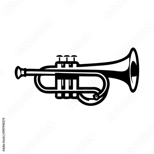 piccolo trumpet instrument icon silhouette illustration for music classical orchestra and brass performance design