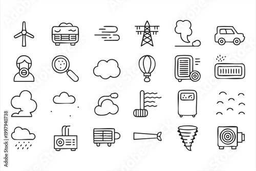 Waste management icons with packaging bottle can and recycling symbols