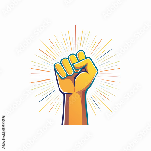 Powerful Raised Fist Symbolizing Strength and Unity.