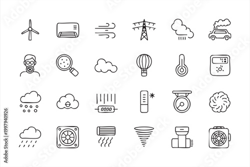 Recycling and packaging icons with consumer products waste and sustainability