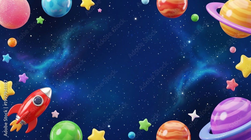 Naklejka premium 3D Glossy Kids Art Craft Background