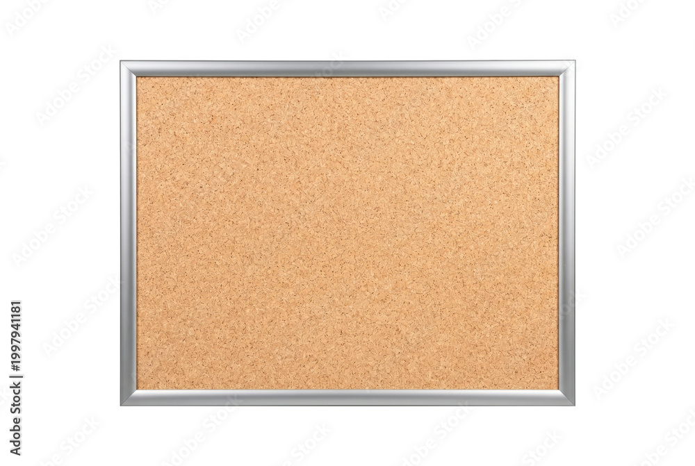 Fototapeta premium Framed cork bulletin board isolated. Office noticeboard mockup.