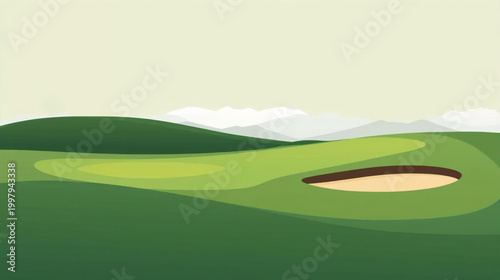 Flat vector graphic of a golf course 