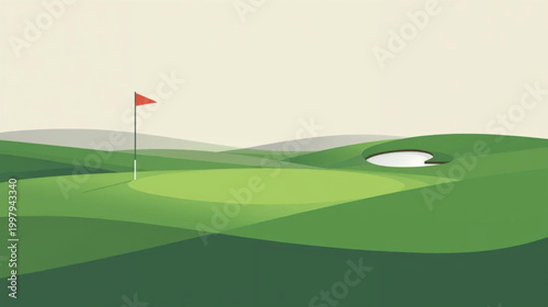 Flat vector graphic of a golf course 