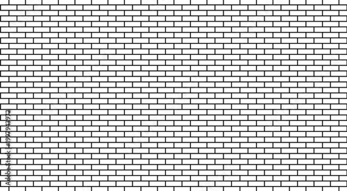 Black and White Brick Wall Pattern Background Minimalist Line Art Brick Texture Illustration