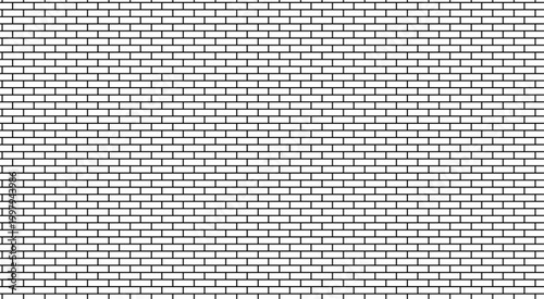 Black and White Brick Wall Pattern Background Minimalist Line Art Brick Texture Illustration