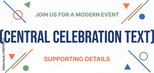 Graphic invitation template features geometric shapes and minimal text placement areas for modern event announcements.
