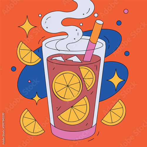 vector illustration of a creamy dessert drink in a glass mug icecream