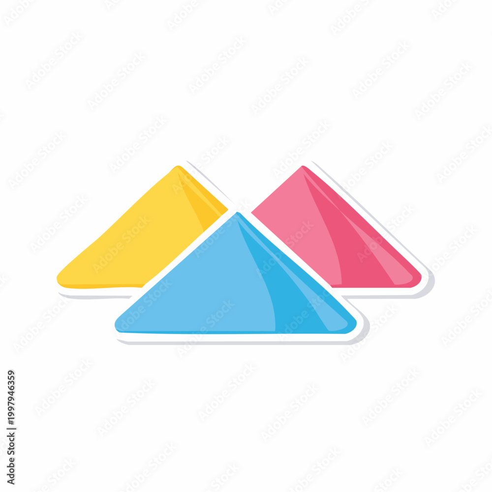 Fototapeta premium Three colorful triangles on white background