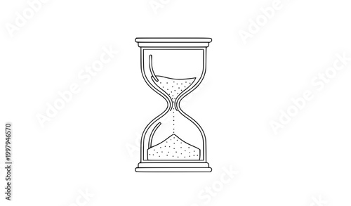 Hourglass Sand Timer Line Drawing for Time Deadline and Waiting