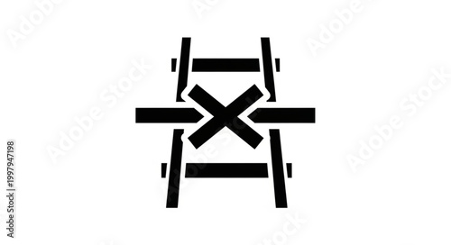 Symbol of a railroad crossing with a stop sign.