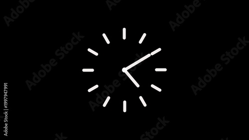 Fotografija White clock face with hour and minute hands on black background hour hand