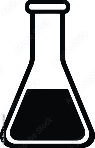 Erlenmeyer flask laboratory glassware for chemical experiments liquid holding scientific research in beaker for education substance testing.