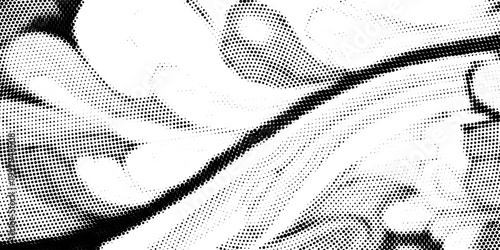 Radial halftone gradient background. Dotted concentric texture with fading effect. Black and white circle comic wallpaper. Monochrome grunge vector backdrop
