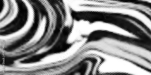 Radial halftone gradient background. Dotted concentric texture with fading effect. Black and white circle comic wallpaper. Monochrome grunge vector backdrop