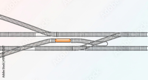 Photos Railway track switch junction with multiple lines converging.