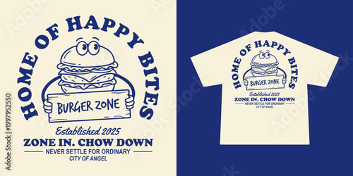  Funny cartoon character of burger Graphic Design for T shirt Street Wear and Urban Style