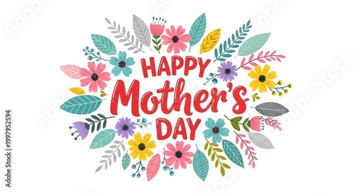 Happy mother's day greeting with floral flowers background