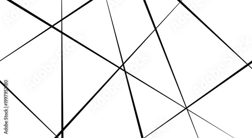 Abstract Minimalist Background with Crisscross Black Lines on White Chaotic Linear Network Background for Tech and Science Projects